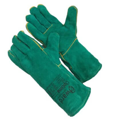 Спилковые и кожаные перчатки - зеленые